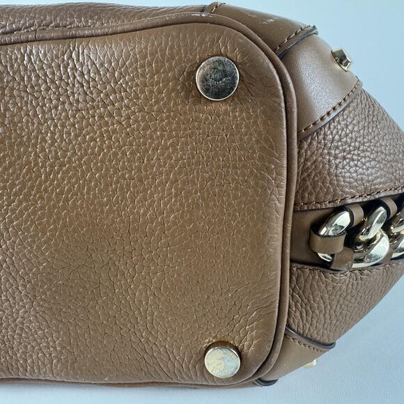 Michael Kors Alamis Bucket Bag Womens Medium Brown Leather Chain Strap Purse - Picture 11 of 16